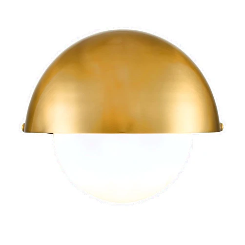 YUBOLE Mid Century Wall Sconce Modern Gold Bathroom Vanity Light Over Mirror with Adjustable Metal Shade and Milky Glass Globe Indoor Wall Lamp Wall Mounted Sconce