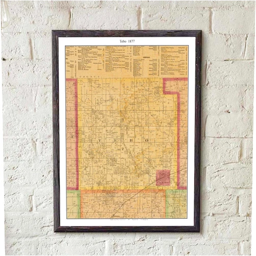 MG Global Historical Poster of Old Tebo 1877 Calhoun Missouri Genealogy Henry County | 11x17 12x18 16x24 24x36 Unframed Print Wall Art Gift | Vintage Antique Decor