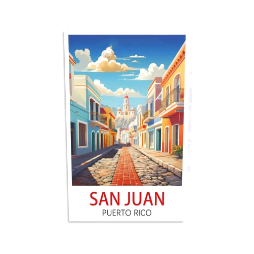 LOSNABO San Juan Puerto Rico Vintage Travel Posters 08x12inch(20x30cm) Canvas Wall Poster And Art Picture Print Modern Home Bedroom Decor, Unframe-style