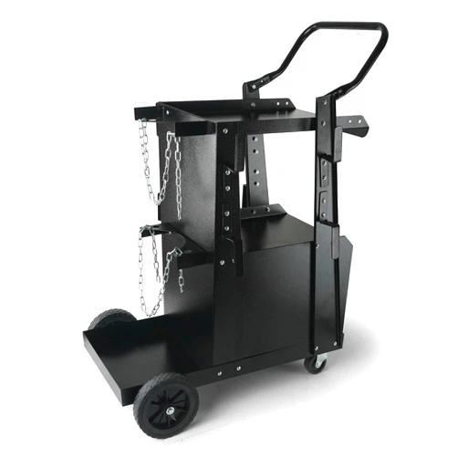 VEVOR Welding Cart, 2-Tier Heavy Duty Welder Cart with Anti-Theft Lockable Cabinet, 265LBS Static Weight Capacity, 360° Swivel Wheels, Tank Storage Safety Chains for TIG MIG Welder, Plasma Cutter