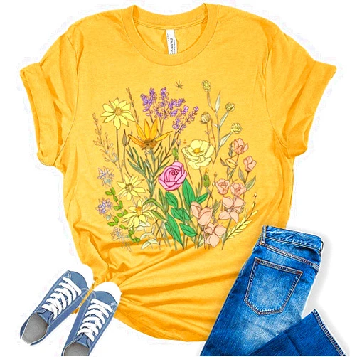 GyftWear Womens Cottagecore Shirt Frogs Having Tea T-Shirt Aesthetic Graphic Tee Short Sleeve Top