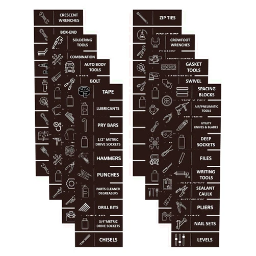 PEUTIER 80pcs Toolbox Organization Magnetic Labels, Large Toolbox Drawer Organizer Magnet Stickers, Accessories for All Metal Tool Box Chest Cabinet Easy to Read (Black)