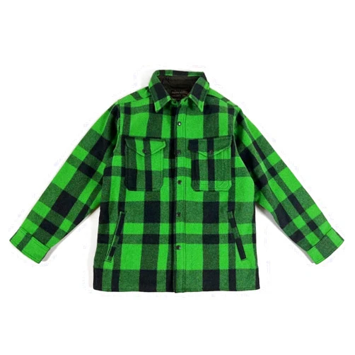 Filson Lined Mackinaw Wool Jac-Shirt Acid Green/Black Heritage Plaid Large