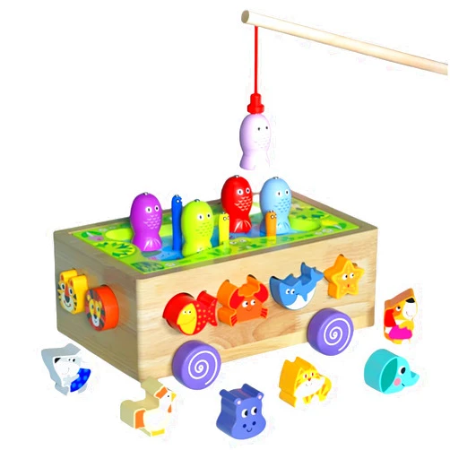 Lexza Wooden Montessori Toys for 1-3 Year Old，Animal Cognitive Games, Fishing Games Preschool Learning Educational Toys, Baby's Birthday Gifts, Magnetic Fishing Game for Toddlers 1-3