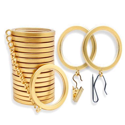 BlastHome® Luxury Curtain Rings – Premium Metal with Quiet, Smooth Nylon Inserts – Pinhooks and Clips Included – 1 1/2
