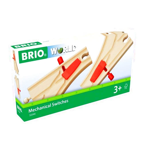 BRIO World - 33344 Mechanical Switches | 2-Piece Interactive Wooden Train Tracks Set | Enhances Motor Skills | Compatible with BRIO Toys | Great Gift for Kids Ages 3 and Up