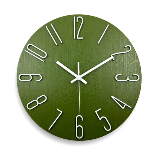 Fapugh 12 Inch Wall Clock Silent Non Ticking, Preciser Modern Style Decor Clock for Home, Office, School, Kitchen, Bedroom, Living Room (Green)