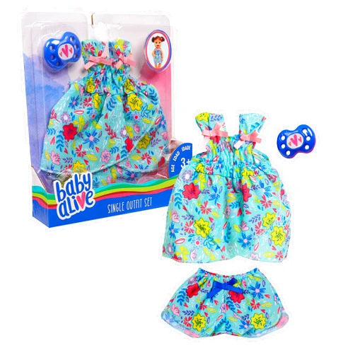Baby Alive Single Outfit Set for Baby Dolls (Doll Sold Separately), Teal and Floral Print Blouse and Play Pacifier, Kids Toys for Ages 3 Up by Just Play