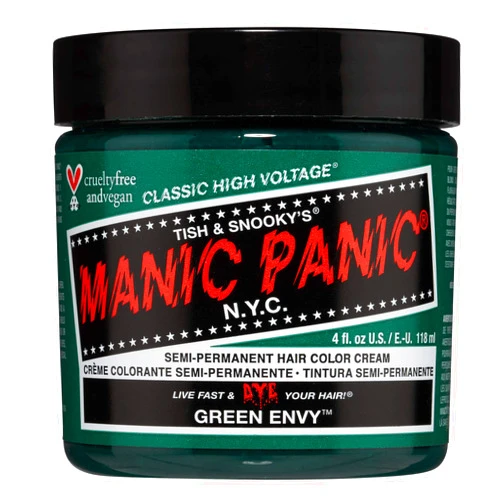 MANIC PANIC Green Envy Semi Permanent Hair Color - Cruelty Free, Vegan Classic Dark Green Hair Dye - Safe to Create & Mix Custom Shades (4oz)