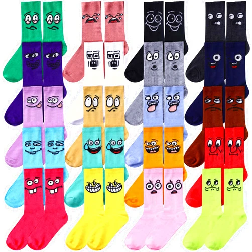 Cuffbow 20 Pack Crazy Funny Emotion Socks for Women Crew Soft Cotton Socks, 20 Different Fun Designs