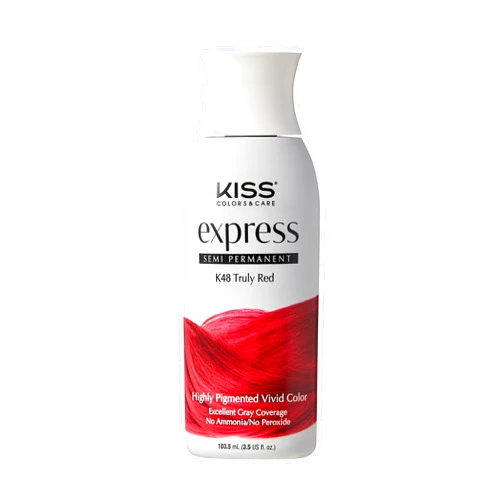 Kiss Express Semi-Permanent Hair Color 100mL (3.5 US fl.oz) (1 PACK, Truly Red)
