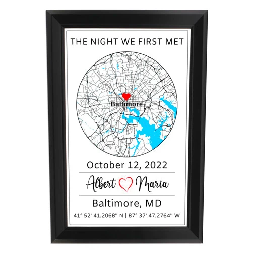Aydan's unique finds Custom City Map Print Sign with Framed Glass, First Date Map Plaque, Personalized Where it All Began Map Gifts for Couples, Unique Anniversary Gifts for Wife, Husband, Lovers