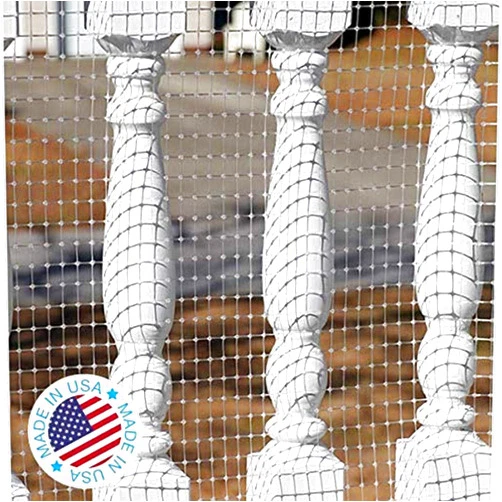 KidKusion Deck Guard | Made in USA | 30’ L x 38” H Clear Net | Outdoor Balcony Stair, Deck Rail Net | Child and Pet Safety | Cat Net | Apartment Railing Screen Guard
