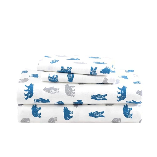Eddie Bauer- Queen Sheet Set, Cotton Flannel Bedding Set, Brushed for Extra Softness, Cozy Home Décor (Bear Mountain Grey, Queen)