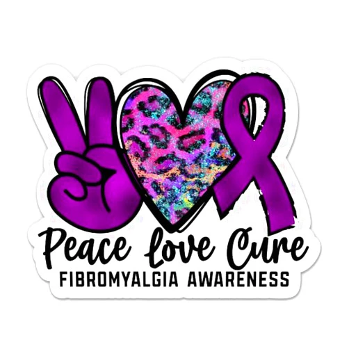 Sticker Mine Peace Love Cure Fibromyalgia Awareness Sticker - 3