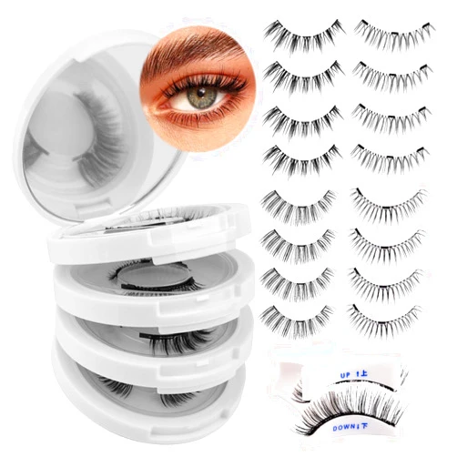 FADLASH Magnetic Eyelashes with Applicator 4 Pairs Magnetic Lashes Natural Look No Glue Needed Reusable Magnetic Eye Lashes Kit Easy to Wear False Eyelashes (Magnetic Eyelashes 604+079+806+B7)