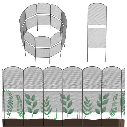 OUSHENG Mesh Decorative Garden Fence Fencing 10 Pack, 38.5in (H) x 10ft (L) Rustproof Metal Wire Panel Border Animal Barrier for Dog, Flower Edging for Yard Landscape Patio Outdoor Decor, Arched