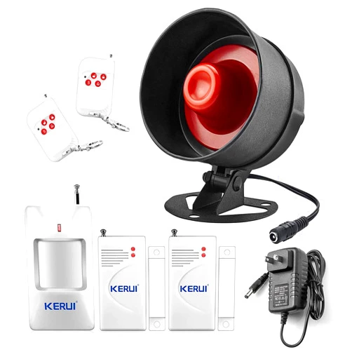 KERUI Home Security System Indoor Outdoor Weather-Proof Siren Window Door Sensors Motion Sensor Alarm with Remote Control More DIY, Wireless House Hotel Garage Shop Burglar Door Alarm, NO WIFI/GSM/APP