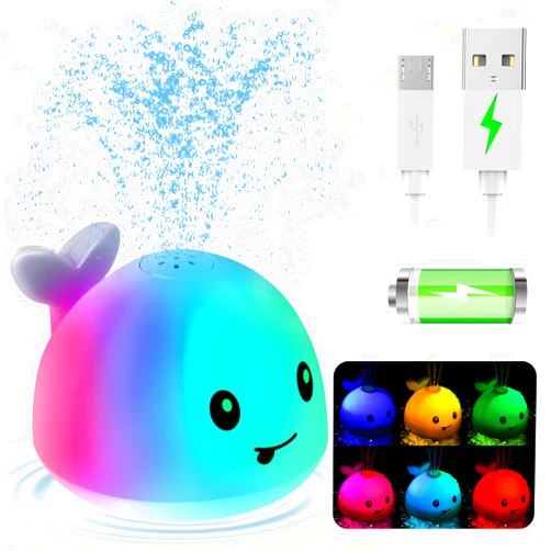 Gigilli Upgraded Baby Bath Toys, Rechargeable Light Up Bath Toys for Kids 1-3, Baby Toy 6-12 12-18 Months Whale Bath Toy Sprinkler, Fountain Bathtub Toys Toddler Newborn Birthday Valentines Baby Gifts