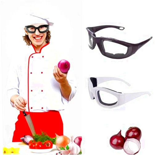 HANCOME 2 Pack Onion Goggles Eye Protection Goggles, Onion Goggles Tear Free Onion Cutting Goggles with Sponge Pack Onions Safety Glasses for Women Kitchen Grilling Glasses for Chopping, White & Black