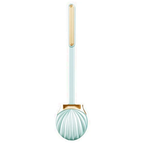 SUREK Soft Seashell Shape Toilet Brush with Silicone Bristles Toilet Brush and Holder Creative Toilet Bowl Brush Luxury Bathroom Set Reusable, Green