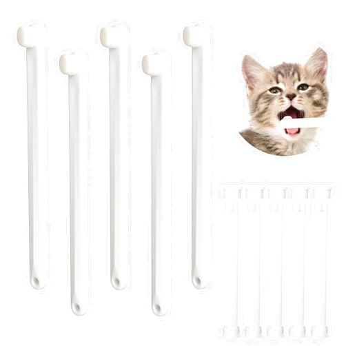 Newday Small Dog & Cat Toothbrush 5 Set, Micro Nano Bristles to Clean pet Teeth Toothbrushes, Puppy Dogs Pet Tooth Cleaning Kit with Storage Box（White