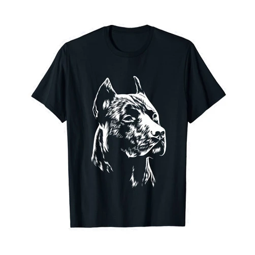 American Pit Bull Terrier Dog Gifts by DIMMERCH White Portrait | American Pitbull Terrier T-Shirt