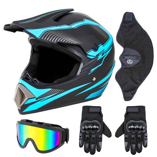 CARTMAN Adult Dirt Bike Helmets Motocross ATV Dirtbike Offroad Full Face Motorcycle Helmet, DOT Approved Matte Black and Blue