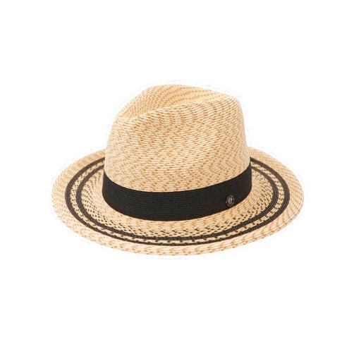 Pineapple&Star Hat Pineapple&Star Wide Brim Sun Beach Hat Straw Fedora with UV-Protection Beige Black