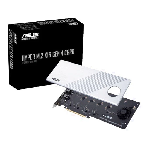 ASUS Hyper M.2 X16 PCIe 4.0 X4 Expansion Card Supports 4 NVMe M.2 (2242/2260/2280/22110) up to 256Gbps for AMD 3rd Ryzen sTRX40, AM4 Socket and Intel VROC NVMe Raid