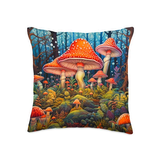 Mushrooms picking accessories gifts Shirts Fungus Fungi Picker Accessories Growers Mushroom Throw Pillow, 16x16, Multicolor