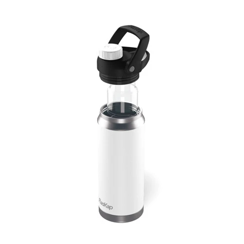 Flaskap FreePour System 26oz Bottle with 6oz Removable Liquor Well (26 oz, Bright White)