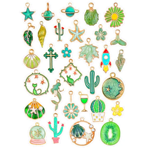 JIALEEY Assorted Gold Plated Enamel Charm Pendant DIY for Earrings Necklace Bracelet Jewelry Making and Crafting 31PCS