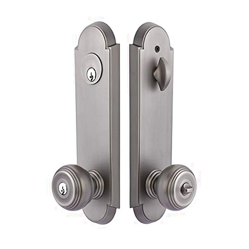 EMTEK Annapolis Two Point Lock, Double Cylinder with Matching Finish Rope Knob - Available in 7 Finishes - 5318RKUS15 - Satin Nickel (US15)