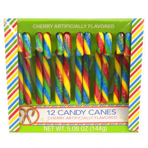 Greenbrier (1) Box Candy Canes - Cherry Flavored with Multi-Colored Stripes - 12 Individually Wrapped Holiday Candy Pieces per Box - Holiday & Christmas Candy - Net Wt. 4.23 oz