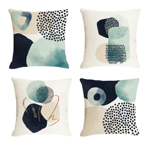 Jartinle Boho Abstract Pillow Covers 18x18 Mid Century Modern Geometric Throw Pillow Covers Minimalist for Couch Home Decor Set of 4