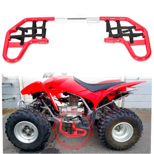 ECOTRIC Nerf Bars w/Nets Guards Rack Compatible with 2001-2020 Honda TRX 250EX Models Red