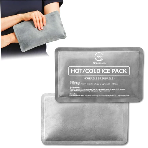 AllSett Health 2 Pack Reusable Ice Packs for Injuries - Soft Ice Pack with Velvet Soft Fleece Fabric | Flexible Hot and Cold Gel Ice Pack Set- Cold Packs for Injuries, Knee, Back, Neck Pain - 10 x 6, Grey