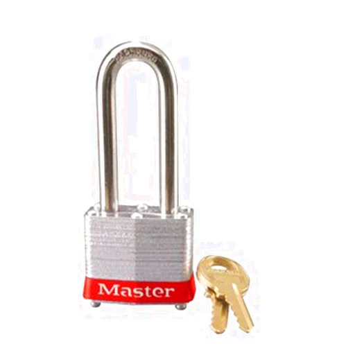 Master Lock 3LHRED Safety Lockout Keyed Different Padlock 1-9/16-inch Body with 2-inch Extra Length Shackle, Red Bumper