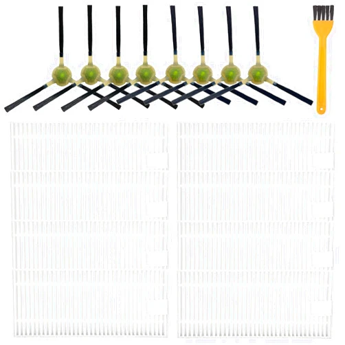 CauYien 16 Pack Replacement Accessories Compatible for OKP Life Robovac K2 K3 K3A K4 K5 and Lefant M210,M210S M210B M213 Robot Vacuum Cleaner,okp Robot Vacuum Parts:8 Side Brushes, 8 Filters