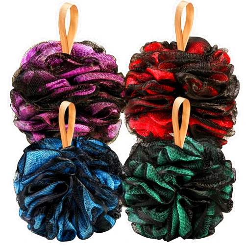 Fishent Bath Sponge Bath Loofah, Soft Mesh Pouf Shower Puffs Loofa Exfoliating Body Scrubber Shower Loofahs 4 Pack 60g Ball for Men and Women