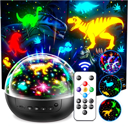 Staryou Kids Night Light Projector for Kids Room,【Remote&3 Films&93 Effects】Dinosaur Toys for Kids 2-4,3 Timer& Brightness Projector Night Light for Kids,Rotate Dinosaur Night Light Projector Kids Projector