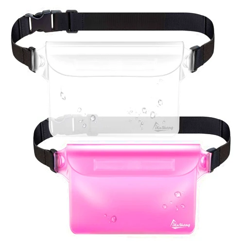 IKuShang Waterproof pouch Waterproof Waist Pouch 2-Pack Waterproof Fanny Pack Beach Accessories Safe & Dry for Boating Swimming fishing Kayaking Snorkeling Beach Keep Your Phone and Valuables Dry