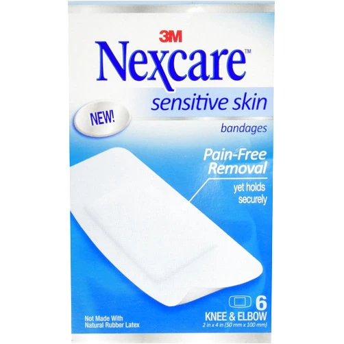 Nexcare Sensitive Skin Bandages,Knee and Elbow 6 ea
