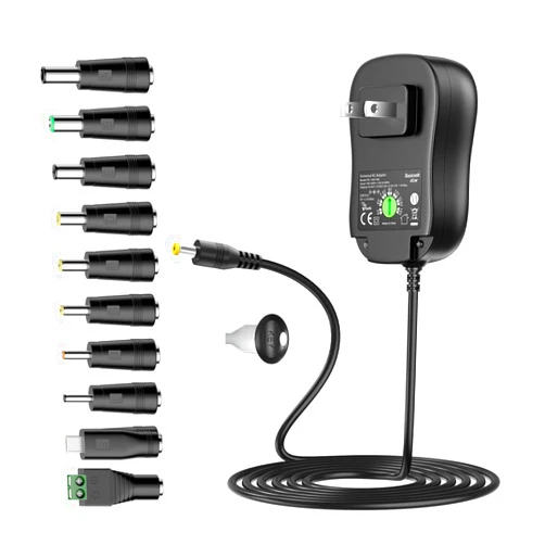 Basicvolt Universal Power Supply 5V 6V 7.5V 9V 12V 13.5V 15V 3A 2.5A AC DC Power Adapter 45W Wall Charger with 5V 2A USB Plug for Electronics 2.5A 2500mA 3000mA 3Amp Max with 12pcs Adaptor Tips