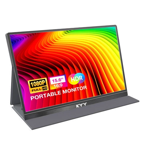 KYY Portable Monitor 15.6'' FHD 1080P USB C HDMI Gaming Monitor Ultra-Slim IPS Display w/Smart Cover & Speakers, Plug&Play, External Monitor for Laptop PC Phone Mac Xbox PS4