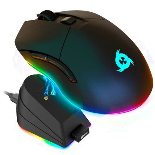 KLIM Blaze Pro Rechargeable Wireless Gaming Mouse with Charging Dock RGB - New Version 2024 - High-Precision Sensor and Long-Lasting Battery - Up to 6000 DPI - Great PC Gaming Mouse Wireless