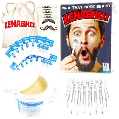 KENASHII Nose Wax Kit | 100 g Wax, 24 Applicators | Hair Removal Kit for Men and Women | Includes Balm Wipes and Mustache Guards | Lasts up to 5 Weeks