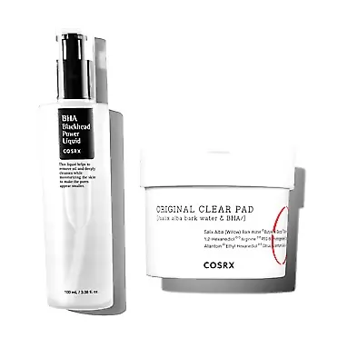 COSRX BHA Hormonal Acne Treatment- BHA Blackhead Toner + BHA Exfoliating Pads, Treat Hormonal Acne & Blemishes, Remove Blackheads, Mild Daily Exfoliating Cleansing Pads, Korean Skincare