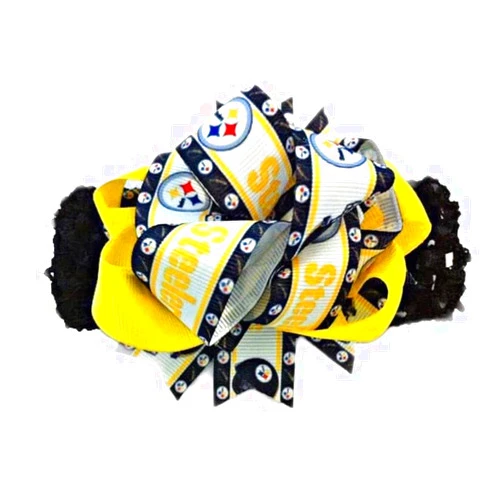 Handmade Steelers Baby Girl Boutique Bow Crocheted Headband